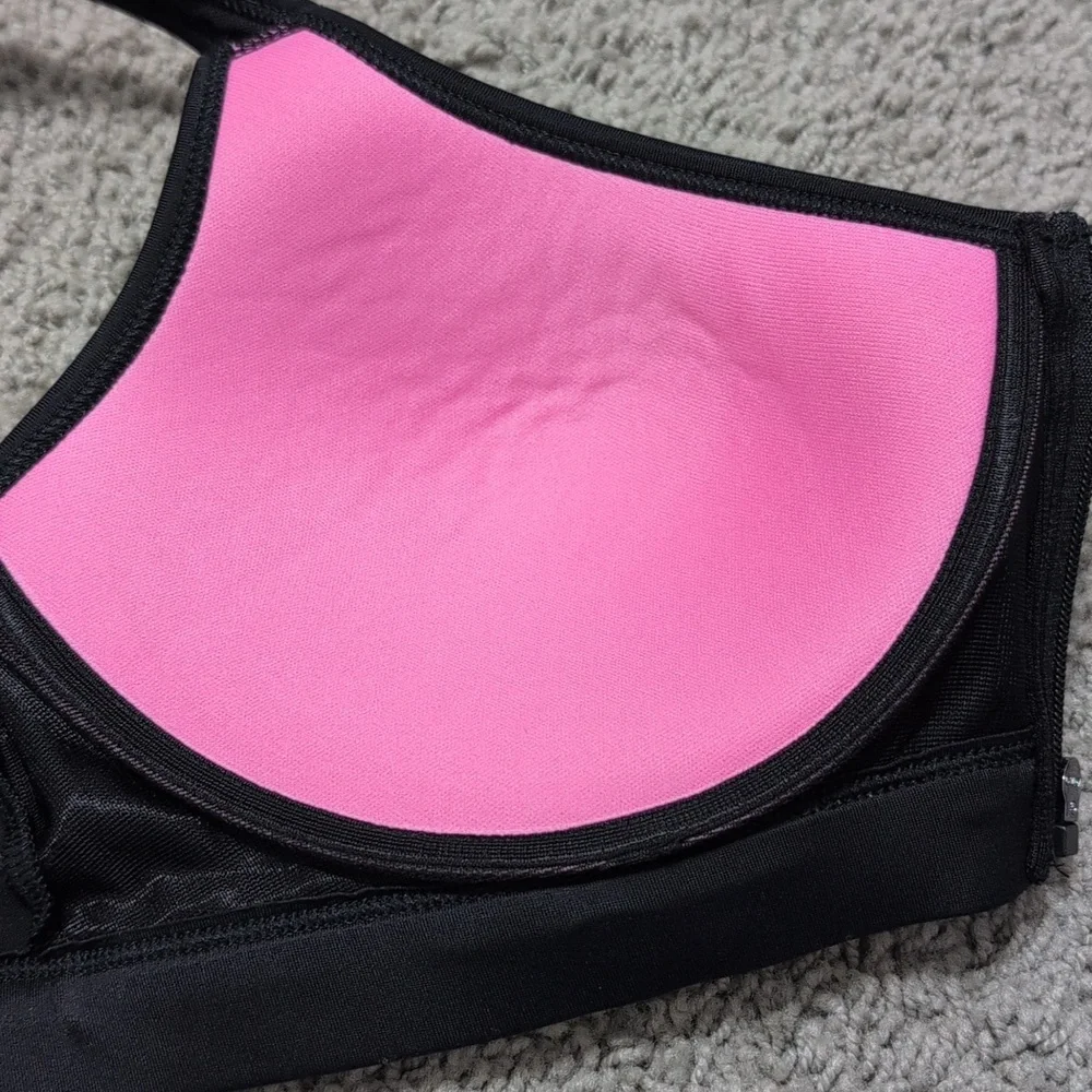 Victoria's Secret PINK Sports Bra Ladder Back Front Zip Black Size Medium - Picture 8 of 10